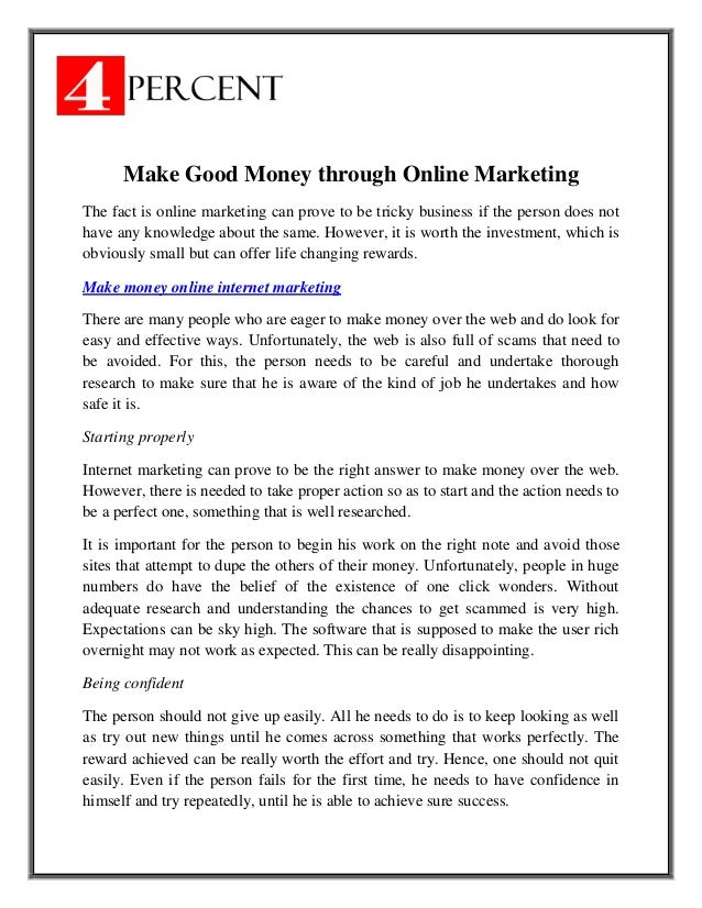 internet marketing and make money
